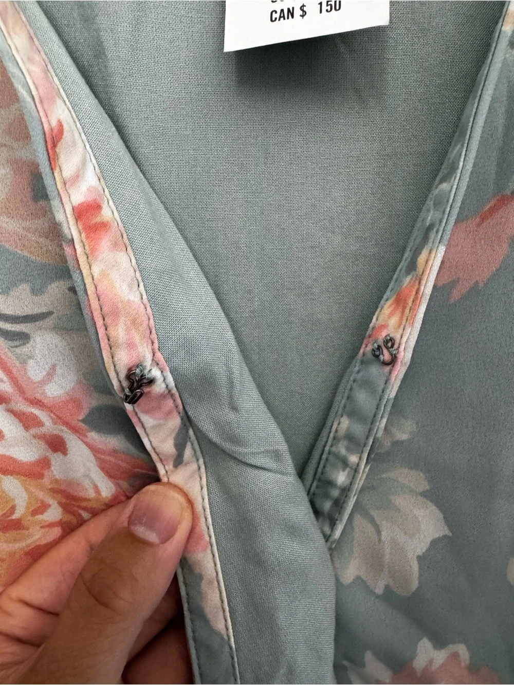 Abercrombie & Fitch Women’s S Green Pink Floral Chiffon Wrap Maxi V-Neck Dress